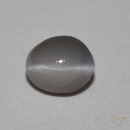 0.53ct Natural Medium Dark-Grey Crisoberilo Ojo de Gato, Ovalada, Opaco