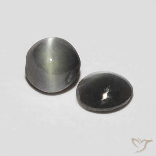 Gemas de Crisoberilo Ojo de Gato Negro grisáceo natural de 0.36 ct, Ovalada, Opaco