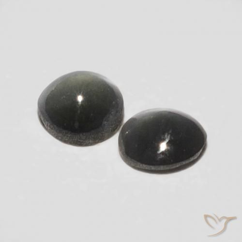 Gemas de Crisoberilo Ojo de Gato Negro grisáceo natural de 0.36 ct, Ovalada, Opaco