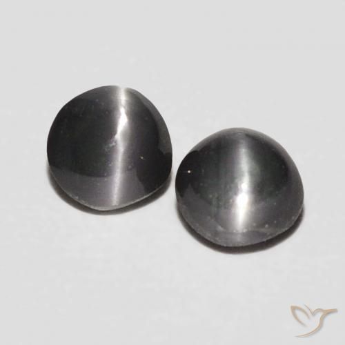 0.41ctw Natural Gris oscuro Crisoberilo Ojo de Gato, Ovalada, Opaco