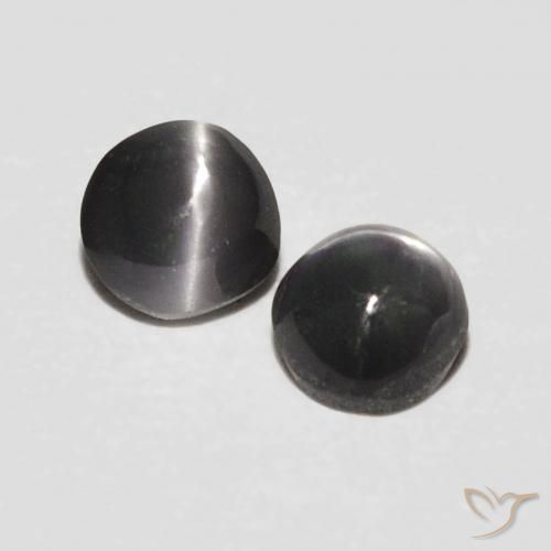 Gemas de Crisoberilo Ojo de Gato Gris oscuro natural de 0.41 ct, Ovalada, Opaco