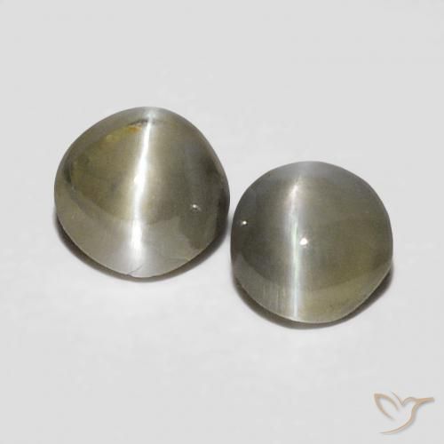 0.38ctw Natural Gris muy claro Crisoberilo Ojo de Gato, Ovalada, Opaco