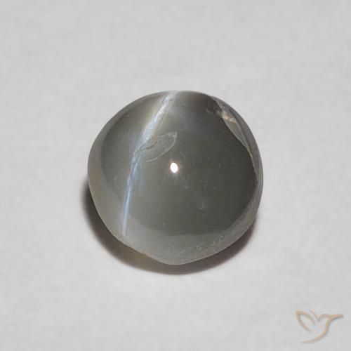Crisoberilo Ojo de Gato Medium Dark-Gray natural de 0.37 ct, Ovalada, Opaco