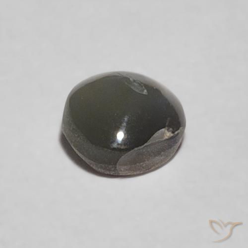 Crisoberilo Ojo de Gato Medium Dark-Gray natural de 0.37 ct, Ovalada, Opaco