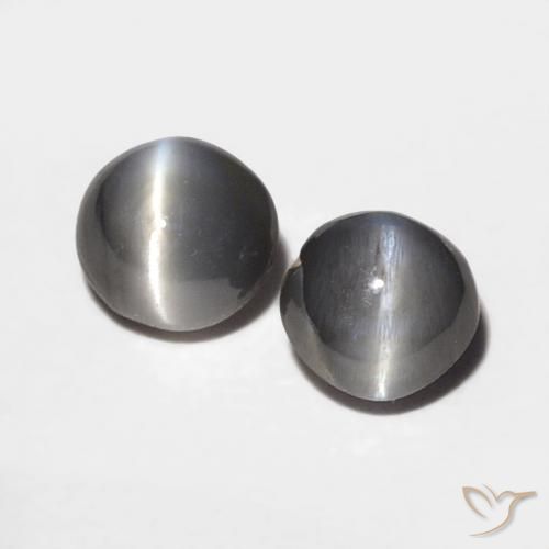 0.67ctw Natural Gris plateado Crisoberilo Ojo de Gato, Ovalada, Opaco
