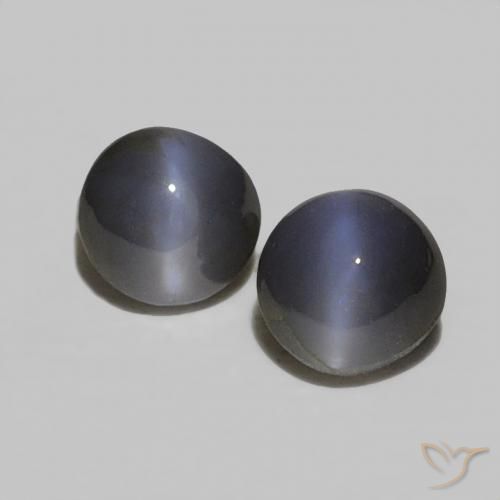 0.51ctw Natural Gris negro Crisoberilo Ojo de Gato, Ovalada, Opaco