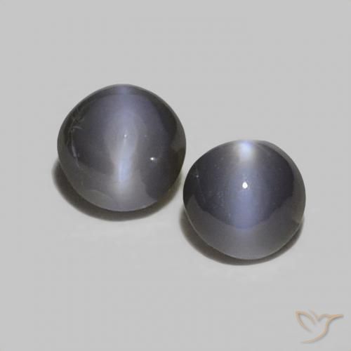 0.44ctw Natural Gris negro Crisoberilo Ojo de Gato, Redondo, Opaco
