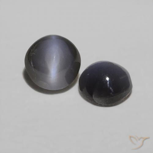 Gemas de Crisoberilo Ojo de Gato Gris negro natural de 0.44 ct, Redondo, Opaco