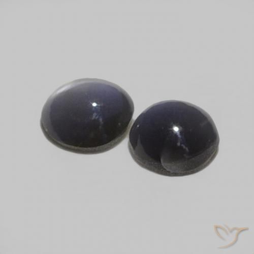 Gemas de Crisoberilo Ojo de Gato Gris negro natural de 0.44 ct, Redondo, Opaco