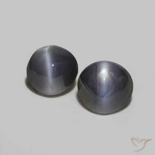 0.38ctw Natural Gris oscuro Crisoberilo Ojo de Gato, Ovalada, Opaco