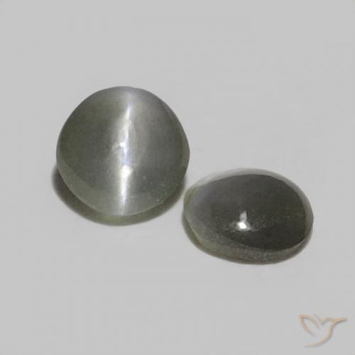 Gemas de Crisoberilo Ojo de Gato Verde medio natural de 0.37 ct, Ovalada, Opaco
