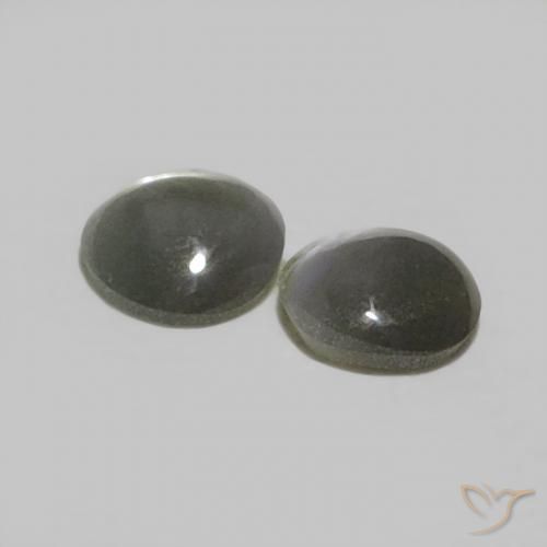 Gemas de Crisoberilo Ojo de Gato Verde medio natural de 0.37 ct, Ovalada, Opaco