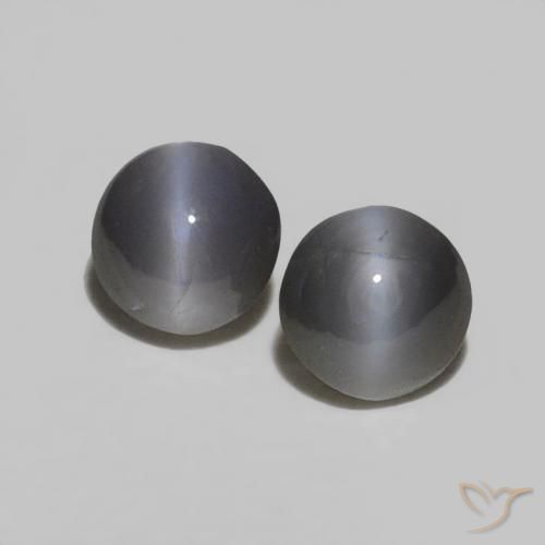 0.48ctw Natural Gris oscuro Crisoberilo Ojo de Gato, Redondo, Opaco