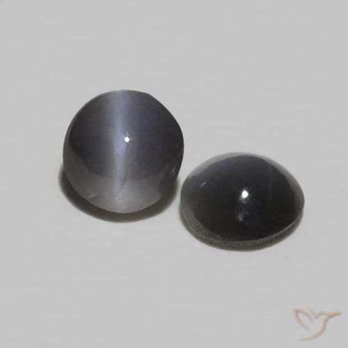 Gemas de Crisoberilo Ojo de Gato Gris oscuro natural de 0.48 ct, Redondo, Opaco