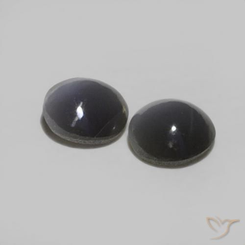 Gemas de Crisoberilo Ojo de Gato Gris oscuro natural de 0.48 ct, Redondo, Opaco