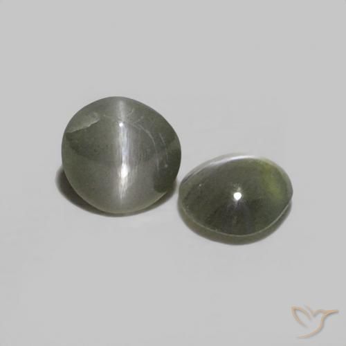 Gemas de Crisoberilo Ojo de Gato Negro grisáceo natural de 0.38 ct, Redondo, Opaco