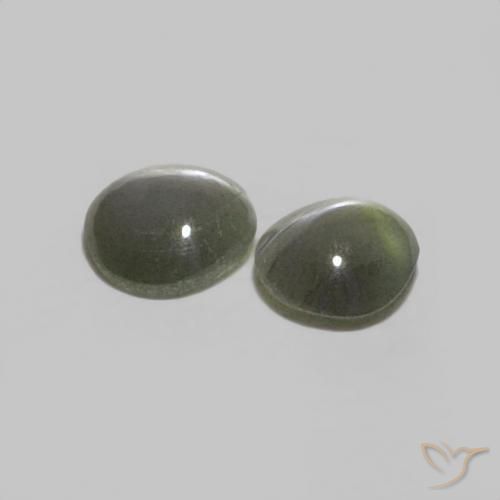 Gemas de Crisoberilo Ojo de Gato Negro grisáceo natural de 0.38 ct, Redondo, Opaco