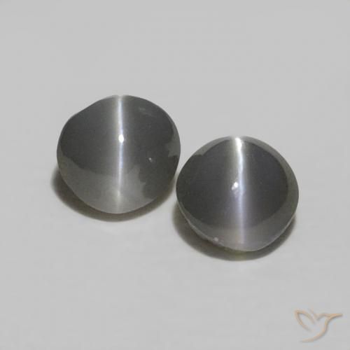 0.38ctw Natural Gris verdoso pálido Crisoberilo Ojo de Gato, Ovalada, Opaco