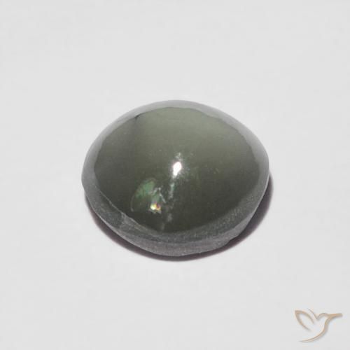 Crisoberilo Ojo de Gato Verde medio natural de 1.06 ct, Redondo, Opaco