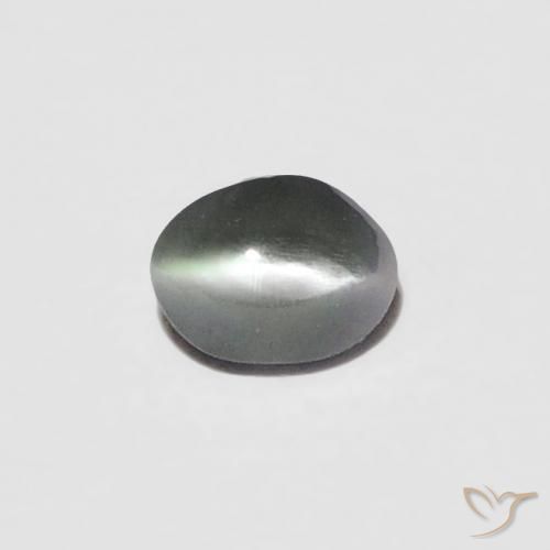 0.10ct Natural Gris verdoso pálido Crisoberilo Ojo de Gato, Ovalada, Opaco