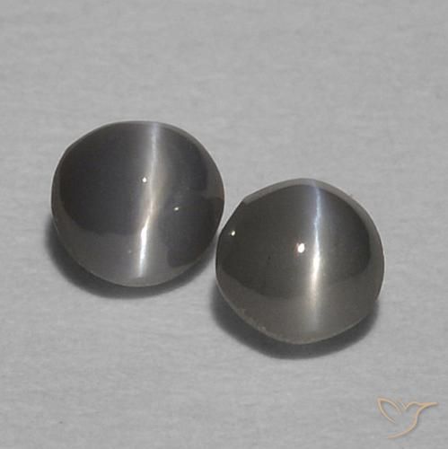 0.35ctw Natural Gris verdoso pálido Crisoberilo Ojo de Gato, Redondo, Opaco