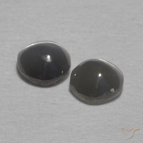Gemas de Crisoberilo Ojo de Gato Gris verdoso pálido natural de 0.35 ct, Redondo, Opaco