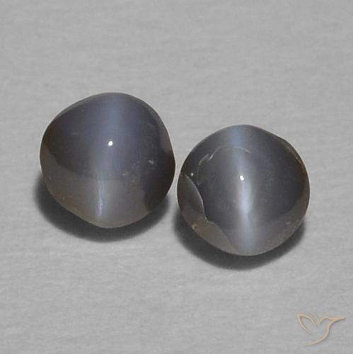 0.36ctw Natural Gris oscuro Crisoberilo Ojo de Gato, Redondo, Opaco