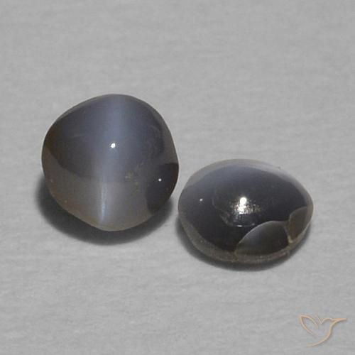 Gemas de Crisoberilo Ojo de Gato Gris oscuro natural de 0.36 ct, Redondo, Opaco