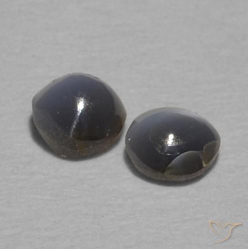 Gemas de Crisoberilo Ojo de Gato Gris oscuro natural de 0.36 ct, Redondo, Opaco