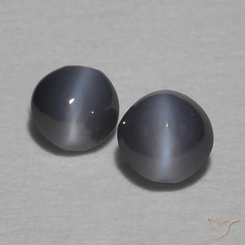0.32ctw Natural Gris oscuro Crisoberilo Ojo de Gato, Redondo, Opaco