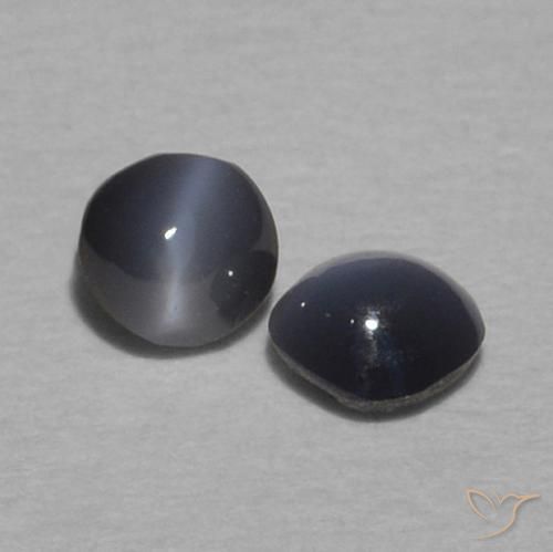 Gemas de Crisoberilo Ojo de Gato Gris oscuro natural de 0.32 ct, Redondo, Opaco