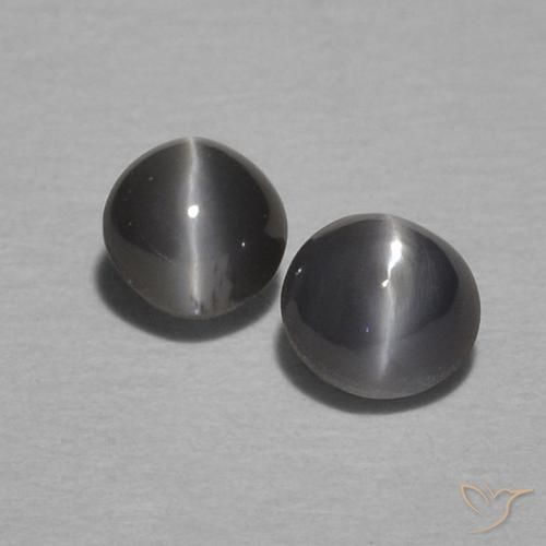 0.52ctw Natural Gris negro Crisoberilo Ojo de Gato, Ovalada, Opaco