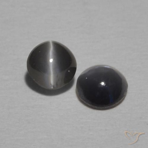 Gemas de Crisoberilo Ojo de Gato Gris negro natural de 0.52 ct, Ovalada, Opaco