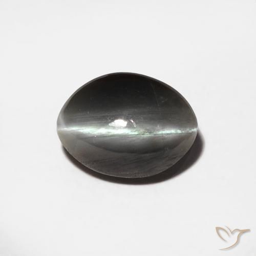 Crisoberilo Ojo de Gato Gris medio natural de 0.88 ct, Corte Óvalo, Opaco
