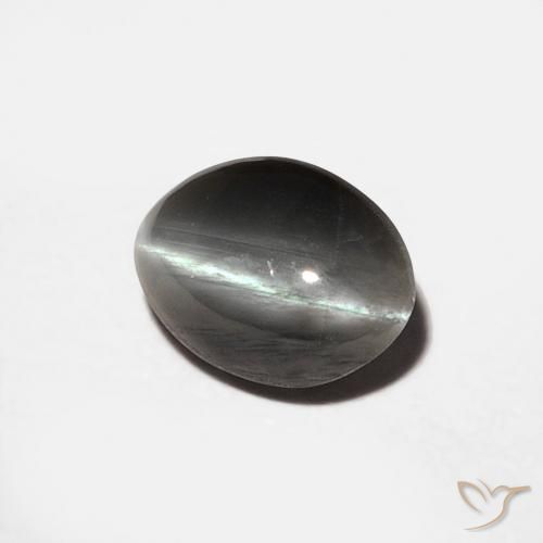 Crisoberilo Ojo de Gato Gris medio natural de 0.88 ct, Corte Óvalo, Opaco