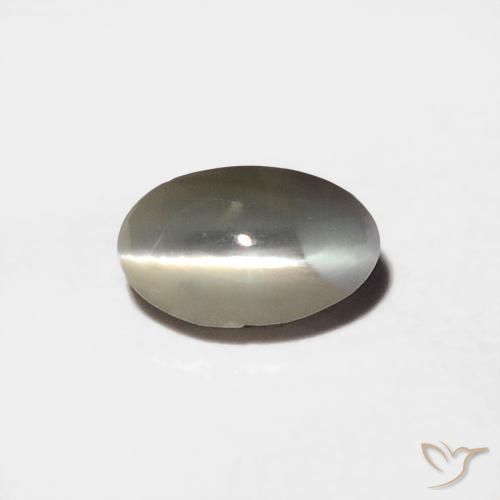 0.39ct Natural Gris muy claro Crisoberilo Ojo de Gato, Ovalada, Opaco