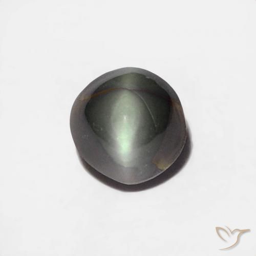 0.36ct Natural Gris acero Crisoberilo Ojo de Gato, Redondo, Opaco