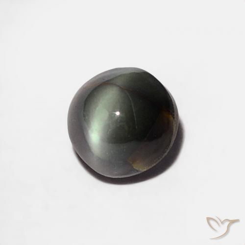 Crisoberilo Ojo de Gato Gris acero natural de 0.36 ct, Redondo, Opaco