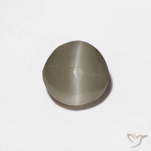 0.20ct Natural Gris muy claro Crisoberilo Ojo de Gato, Redondo, Opaco