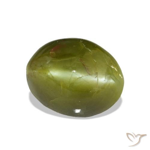 Crisoberilo Ojo de Gato Verde cálido natural de 7.16 ct, Ovalada, Opaco