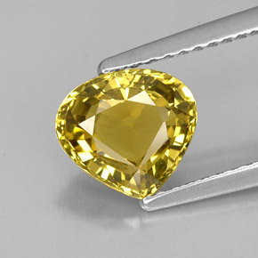 Crisoberilo amarillo natural de 1,72 ct, en forma de pera, VVS