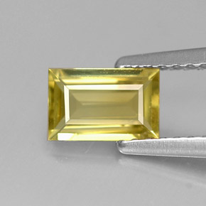 Crisoberilo Dorado verdoso natural de 0.75 ct, Corte Baguette, VVS-VS