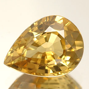 Crisoberilo amarillo natural de 1,63 ct, en forma de pera, VVS