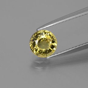 Crisoberilo Dorado verdoso natural de 1.22 ct, Corte Redondo, VS