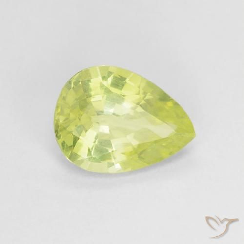 Crisoberilo Amarillo limón natural de 1.29 ct, En forma de pera, VS
