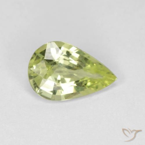crisoberilo Amarillo verdoso claro natural de 0.89 ct, En forma de pera, VVS