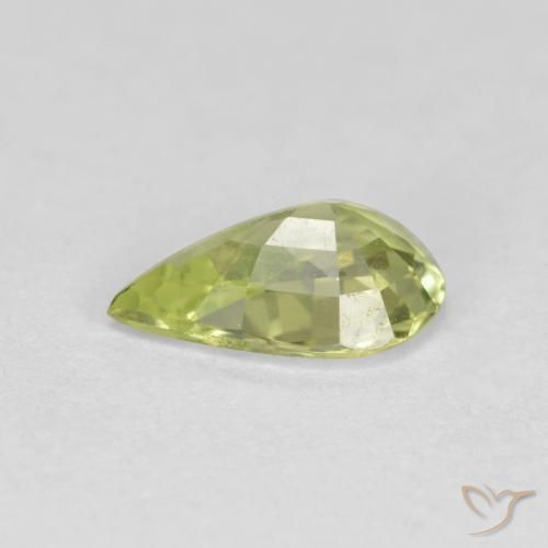 crisoberilo Amarillo verdoso claro natural de 0.89 ct, En forma de pera, VVS