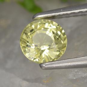 Crisoberilo Amarillo verdoso natural de 0.77 ct, Corte Redondo, VVS
