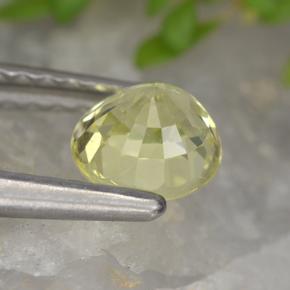 Crisoberilo Amarillo verdoso natural de 0.77 ct, Corte Redondo, VVS