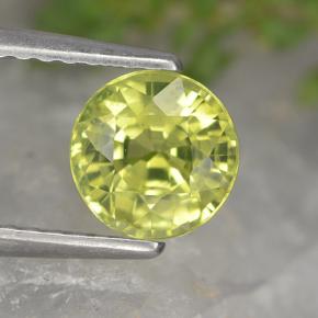 Crisoberilo Amarillo verdoso natural de 1.21 ct, Corte Redondo, VVS